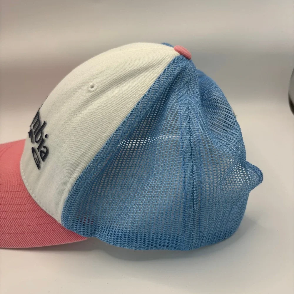 Trucker Hat Columbia Pink Blue White Cotton Elastane PFG Mesh Snapback Logo